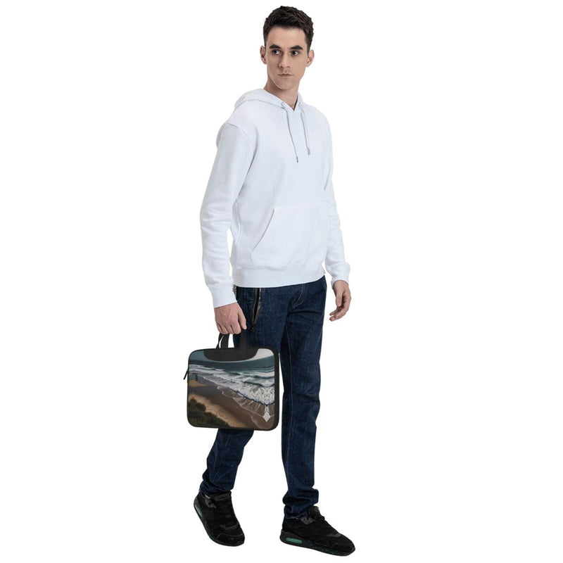 Stylish atlantic coast printed 14 inch laptop crossbody bag, dual - purpose business briefcase, large capacity storage