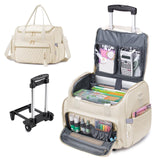 SUCIKORIO Teacher Rolling Laptop Bag 17.3 Inch 3 IN 1 Rolling Briefcase for Women Waterproof Teacher Tote Bag With Wheels Work Bags With Detachable Trolley for Office, College, Nurse, White