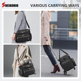 SUCIKORIO Teacher Rolling Laptop Bag 17.3 Inch 3 IN 1 Rolling Briefcase for Women Waterproof Teacher Tote Bag With Wheels Work Bags With Detachable Trolley for Office, College, Nurse, White