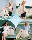 Sucipi Professional Tennis Bag with Shoes Compartment, Stylish Quilted Tennis Backpack, Water Resistant Tennis Racket Bag for Women Men, Suitable for Tennis, Pickleball and Badminton
