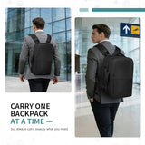 SUIKIHUM 2-in-1 Travel Backpack for Men, Expandable 16" Laptop Backpack with Detachable Briefcase, Water-Resistant Carry-On Business Bag with USB-C, Black