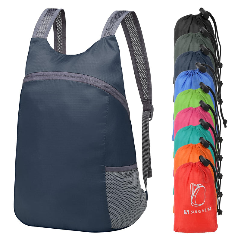 SUIKIHUM 20L Ultra Hiking - Daypack Lightweight Foldable Travel Packable Backpack for Camping Cycling Outdoor, Navy Blue