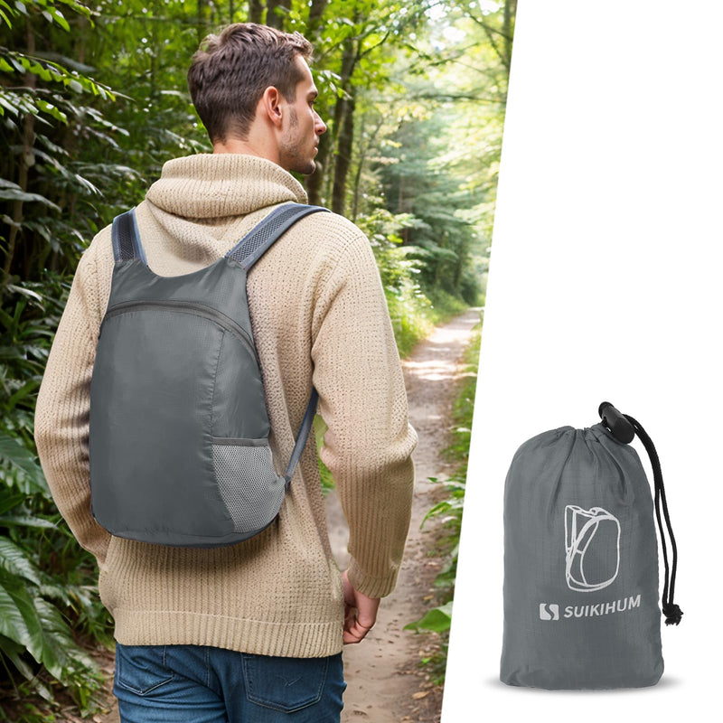 SUIKIHUM 20L Ultra Hiking - Daypack Lightweight Foldable Travel Packable Backpack for Camping Cycling Outdoor,grey