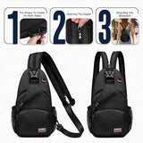 SUIKIHUM Convertible Sling Bag with Coin Pocket, 7.9" Tablet Crossbody Mini Backpack with Headphone Jack Casual Pack for Women Men Travel, Black