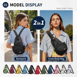 SUIKIHUM Convertible Sling Bags for Women Men, Lightweight Crossbody Backpack Daypack Fit for 7.9" Tablet for Casual Travel Sport Hiking (Black)