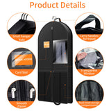 Suit Garment Clothes Travel Bag: 43 inch Lightweight Foldable Black Short Fabric Breathable - Hanging Storage Cover Pockets Zipper for Men - Wardrobe Carry Coat Jacket Uniform Tuxedo Shirt