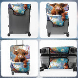 Suitcase Cover for Luggage 29 - 32 Inch, Washable Elastic Anti - Scratch Luggage Protector, Durable Zipper Baggage Cover with Handle Wrap, Travel Accessories for Suitcase, Cute Highland Cowin Bathtub