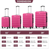 Suitour 4 Piece Luggage Sets, Hard Shell Suitcase Set with Spinner Wheels 16 20 24 28inch Travel Sets(Rose Red)