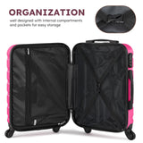Suitour 4 Piece Luggage Sets, Hard Shell Suitcase Set with Spinner Wheels 16 20 24 28inch Travel Sets(Rose Red)