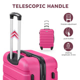 Suitour 4 Piece Luggage Sets, Hard Shell Suitcase Set with Spinner Wheels 16 20 24 28inch Travel Sets(Rose Red)