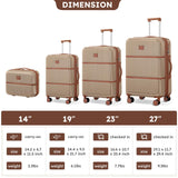 Suitour Expandable 4 - Piece Luggage Set (14" 19" 23" 27") ABS Hardside Suitcase Sets with Spinner Wheels Checked Luggage Travel Suitcase