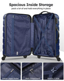 Suitour Luggage 3 Piece Sets Hard Shell Luggage Set Spinner Wheels, TSA Lock, 20 24 28 inch Travel Suitcase Sets, Dark Blue