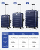Suitour Luggage 3 Piece Sets Hard Shell Luggage Set Spinner Wheels, TSA Lock, 20 24 28 inch Travel Suitcase Sets, Dark Blue