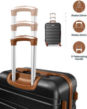 Suitour Luggage 3 Piece Sets Hard Shell Luggage Set with Spinner Wheels, TSA Lock, 20 24 28 inch Travel Suitcase Sets (Black Brown)