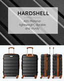 Suitour Luggage 3 Piece Sets Hard Shell Luggage Set with Spinner Wheels, TSA Lock, 20 24 28 inch Travel Suitcase Sets (Black Brown)