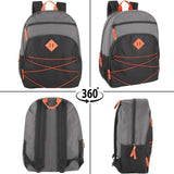 Summit Ridge Backpacks with Bungee Cord Front | 17” Multi Pocket Backpack for Adults, College, Travel (Grey/Black)