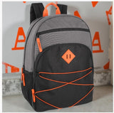 Summit Ridge Backpacks with Bungee Cord Front | 17” Multi Pocket Backpack for Adults, College, Travel (Grey/Black)