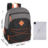 Summit Ridge Backpacks with Bungee Cord Front | 17” Multi Pocket Backpack for Adults, College, Travel (Grey/Black)