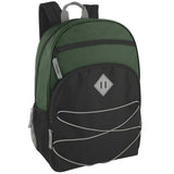 Summit Ridge Boys and Girls School Backpacks with Bungee Cord Front | 17” Multi Pocket Backpack for Kids, Teens, Adults, Travel (Green/Black)
