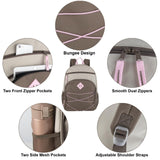 Summit Ridge Boys and Girls School Backpacks with Bungee Cord Front | 17” Multi Pocket Backpack for Kids, Teens, Adults, Travel (Khaki/Brown)