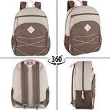 Summit Ridge Boys and Girls School Backpacks with Bungee Cord Front | 17” Multi Pocket Backpack for Kids, Teens, Adults, Travel (Khaki/Brown)