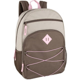 Summit Ridge Boys and Girls School Backpacks with Bungee Cord Front | 17” Multi Pocket Backpack for Kids, Teens, Adults, Travel (Khaki/Brown)