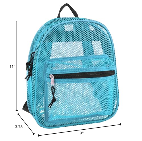 Summit Ridge Mini 11 Inch Mesh Backpack for Women, Men, Beach Toys, Pool, and Swimming Gear; Mini Transparent Backpacks with Padded Straps (Aqua)
