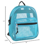 Summit Ridge Mini 11 Inch Mesh Backpack for Women, Men, Beach Toys, Pool, and Swimming Gear; Mini Transparent Backpacks with Padded Straps (Aqua)