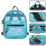 Summit Ridge Mini 11 Inch Mesh Backpack for Women, Men, Beach Toys, Pool, and Swimming Gear; Mini Transparent Backpacks with Padded Straps (Aqua)