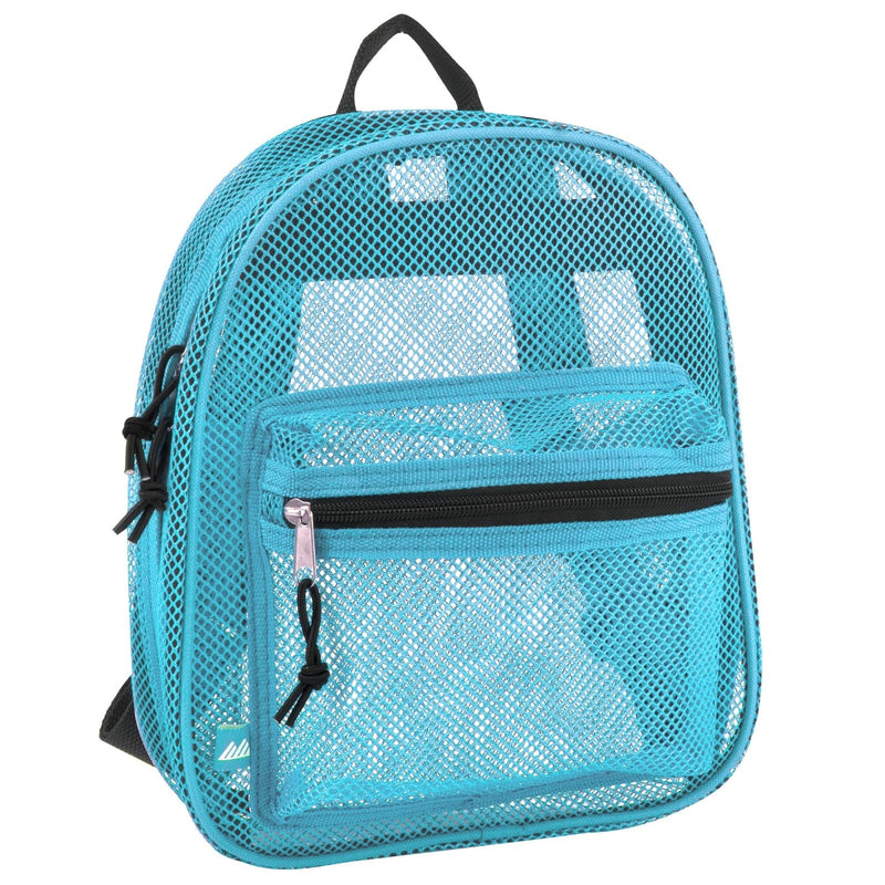 Summit Ridge Mini 11 Inch Mesh Backpack for Women, Men, Beach Toys, Pool, and Swimming Gear; Mini Transparent Backpacks with Padded Straps (Aqua)