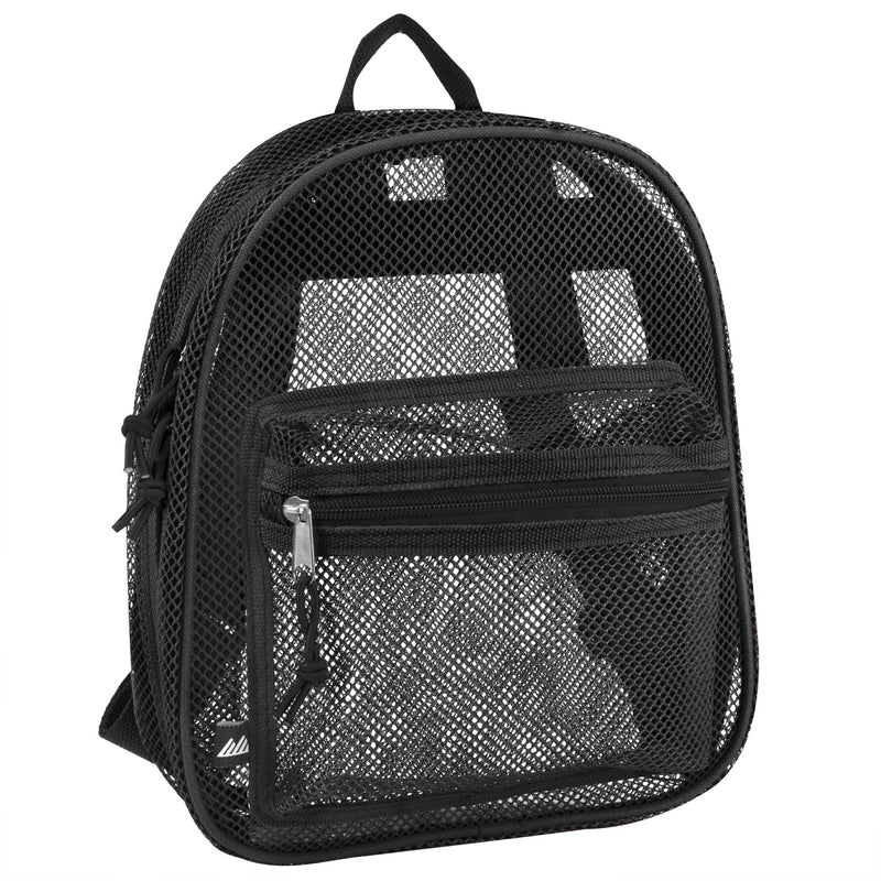 Summit Ridge Mini 11 Inch Mesh Backpack for Women, Men, Beach Toys, Pool, and Swimming Gear; Mini Transparent Backpacks with Padded Straps (Black)