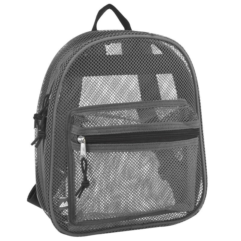 Summit Ridge Mini 11 Inch Mesh Backpack for Women, Men, Beach Toys, Pool, and Swimming Gear; Mini Transparent Backpacks with Padded Straps (Grey)