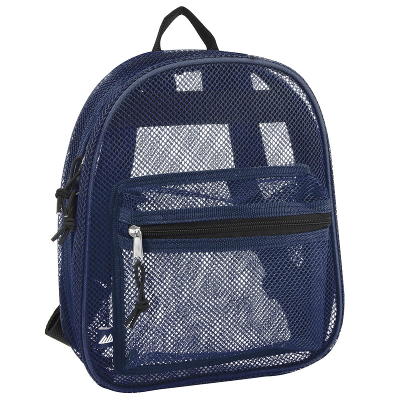Summit Ridge Mini 11 Inch Mesh Backpack for Women, Men, Beach Toys, Pool, and Swimming Gear; Mini Transparent Backpacks with Padded Straps (Navy)