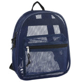 Summit Ridge Mini 11 Inch Mesh Backpack for Women, Men, Beach Toys, Pool, and Swimming Gear; Mini Transparent Backpacks with Padded Straps (Navy)