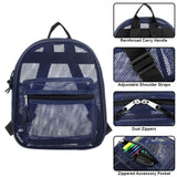 Summit Ridge Mini 11 Inch Mesh Backpack for Women, Men, Beach Toys, Pool, and Swimming Gear; Mini Transparent Backpacks with Padded Straps (Navy)