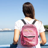 Summit Ridge Mini 11 Inch Mesh Backpack for Women, Men, Beach Toys, Pool, and Swimming Gear; Mini Transparent Backpacks with Padded Straps (Pink)
