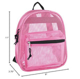 Summit Ridge Mini 11 Inch Mesh Backpack for Women, Men, Beach Toys, Pool, and Swimming Gear; Mini Transparent Backpacks with Padded Straps (Pink)