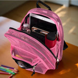 Summit Ridge Mini 11 Inch Mesh Backpack for Women, Men, Beach Toys, Pool, and Swimming Gear; Mini Transparent Backpacks with Padded Straps (Pink)