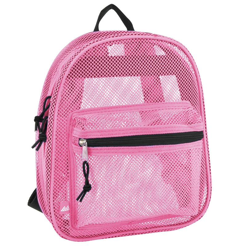 Summit Ridge Mini 11 Inch Mesh Backpack for Women, Men, Beach Toys, Pool, and Swimming Gear; Mini Transparent Backpacks with Padded Straps (Pink)