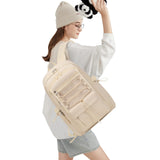 Sunborls School Travel Laptop Backpack Teen Girls Weekend Leisure Vacation Rucksacks Unisex 15.6in Handmade Rope Decoration Student Cute Lightweight High - Capacity The Gift Bookbag (Off - White)
