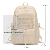 Sunborls School Travel Laptop Backpack Teen Girls Weekend Leisure Vacation Rucksacks Unisex 15.6in Handmade Rope Decoration Student Cute Lightweight High - Capacity The Gift Bookbag (Off - White)