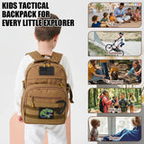 SunForMorning Kids Tactical Backpack Army Molle Bookbag Military Boys Backpack for School, Outdoor, Camping (Includes 2 Patches +1 Carabiner), Brown