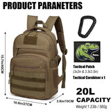 SunForMorning Kids Tactical Backpack Army Molle Bookbag Military Boys Backpack for School, Outdoor, Camping (Includes 2 Patches +1 Carabiner), Brown