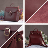 SUNLIGHT LEAVES Simple Vegan Leather Flap 3 Way Convertible Backpack For Women Classic Vintage Faux Leather Fashion Daypack (Red)