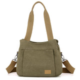 Sunshinejing Women's Canvas Purse Small Shoulder Tote Work Crossbody Bag Multi - pocket Handbag (Army Green)