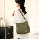 Sunshinejing Women's Canvas Purse Small Shoulder Tote Work Crossbody Bag Multi - pocket Handbag (Army Green)