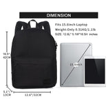 SUPACOOL Casual Laptop Backpack for Men and Women, Work backpack, Black Backpacks, College School Backpack for Boys and Girls, USB Charging Port, Lightweight Travel Back Pack(Black)