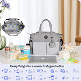 SUPROMOMI Diaper Tote: Large Baby Bag for Boy Girl,Shoulder Mommy Bag Can Make Twins and 2 Kids Nappy Package Mom Hospital Use Grey