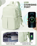 suratio Small Laptop Backpack for Women - 14 Inch Laptop Compartment, Lightweight Waterproof Travel Backpack for College, Work, Green