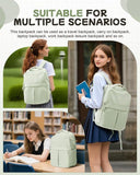 suratio Small Laptop Backpack for Women - 14 Inch Laptop Compartment, Lightweight Waterproof Travel Backpack for College, Work, Green